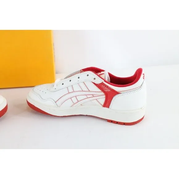 NOS Vintage 90s Asics Boys Size 5 Spell Out Outrage Sneakers Shoes White Red