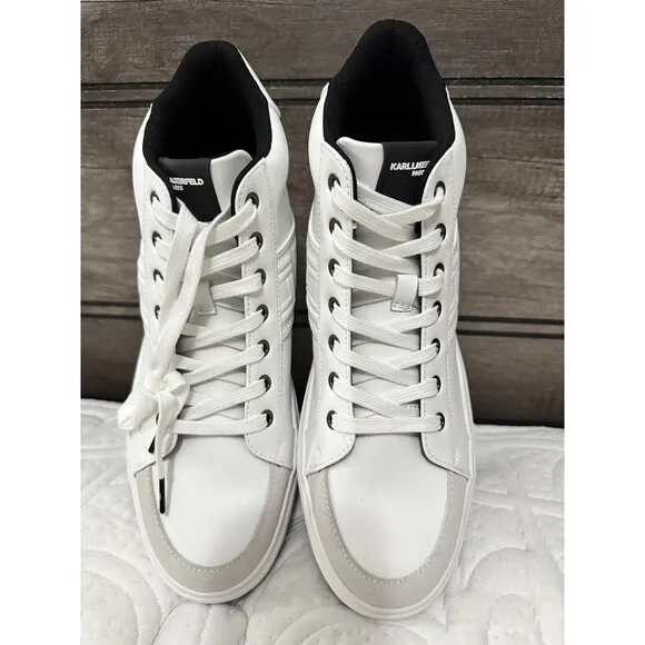 NWOB $200 Karl Lagerfeld Paris Men's SHOES 11.5 Logo Leather High Top Sneakers