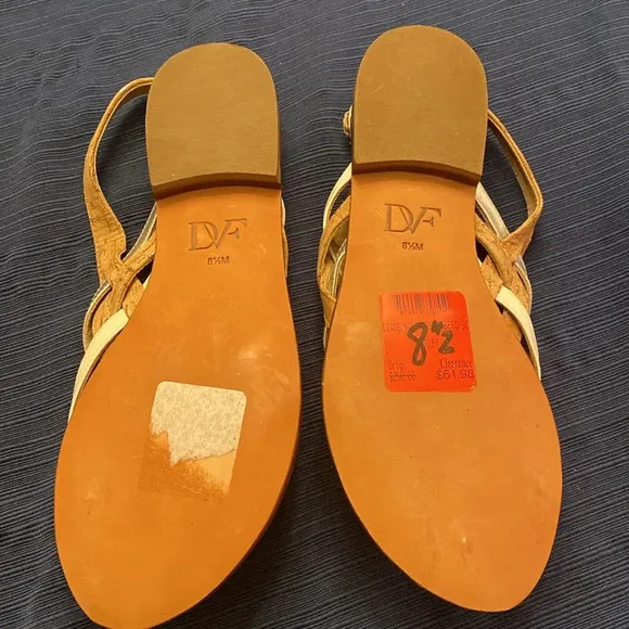 NWOB Diane Von Furstenberg Thong Sandals Woven Detail Cork Crossing Brazil 8.5