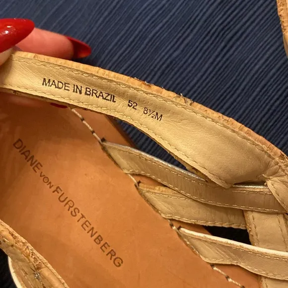NWOB Diane Von Furstenberg Thong Sandals Woven Detail Cork Crossing Brazil 8.5