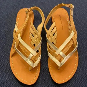 NWOB Diane Von Furstenberg Thong Sandals Woven Detail Cork Crossing Brazil 8.5