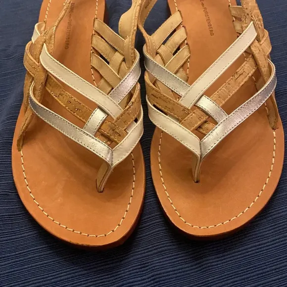 NWOB Diane Von Furstenberg Thong Sandals Woven Detail Cork Crossing Brazil 8.5