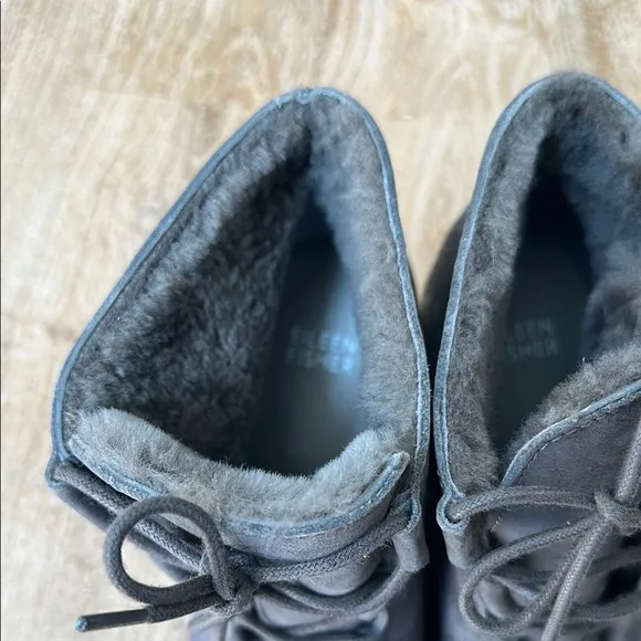 NWOT Eileen Fisher Alpine Lamb Fur Wedge Booties 8.5
