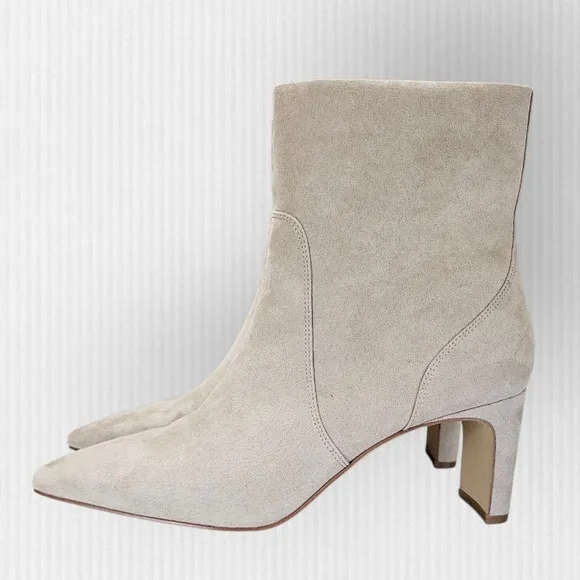 NWOT J CREW Factory  Cashew Suede Heeled Booties Women Size 10.5 Snip Toe Boots