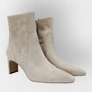 NWOT J CREW Factory  Cashew Suede Heeled Booties Women Size 10.5 Snip Toe Boots