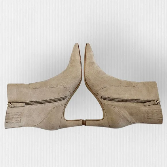 NWOT J CREW Factory  Cashew Suede Heeled Booties Women Size 10.5 Snip Toe Boots