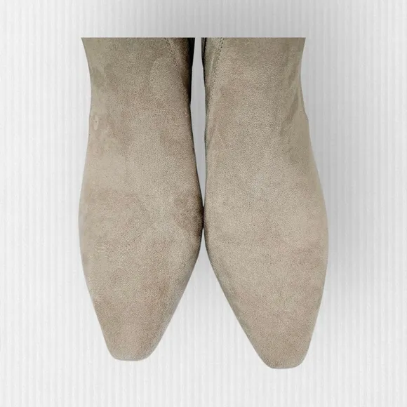 NWOT J CREW Factory  Cashew Suede Heeled Booties Women Size 10.5 Snip Toe Boots