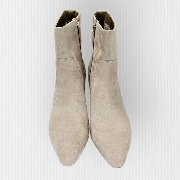 NWOT J CREW Factory  Cashew Suede Heeled Booties Women Size 10.5 Snip Toe Boots