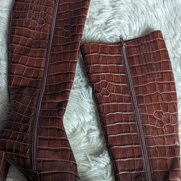 NWOT Jeffrey Campbell Minim Croc Embossed Boots in Brown