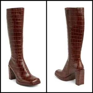 NWOT Jeffrey Campbell Minim Croc Embossed Boots in Brown