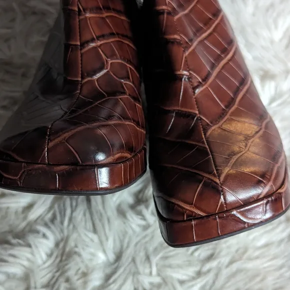 NWOT Jeffrey Campbell Minim Croc Embossed Boots in Brown