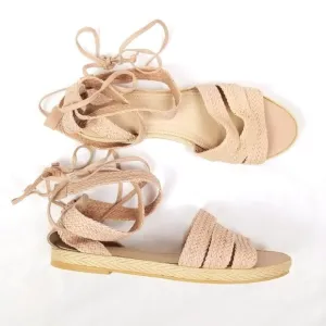 NWOT Kaanas Woven Flat Sandals Pale Blush Sz 8