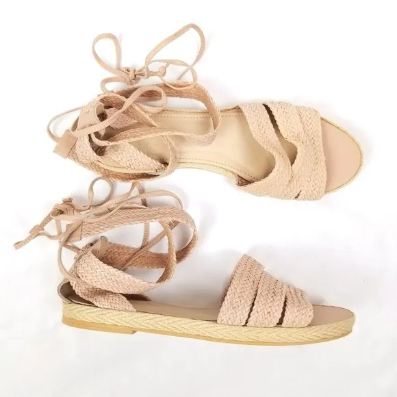 NWOT Kaanas Woven Flat Sandals Pale Blush Sz 8
