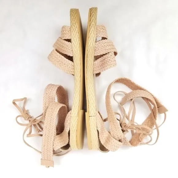 NWOT Kaanas Woven Flat Sandals Pale Blush Sz 8