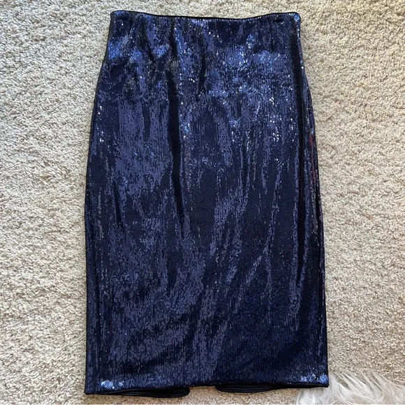 NWOT navy blue sequin pencil skirt
