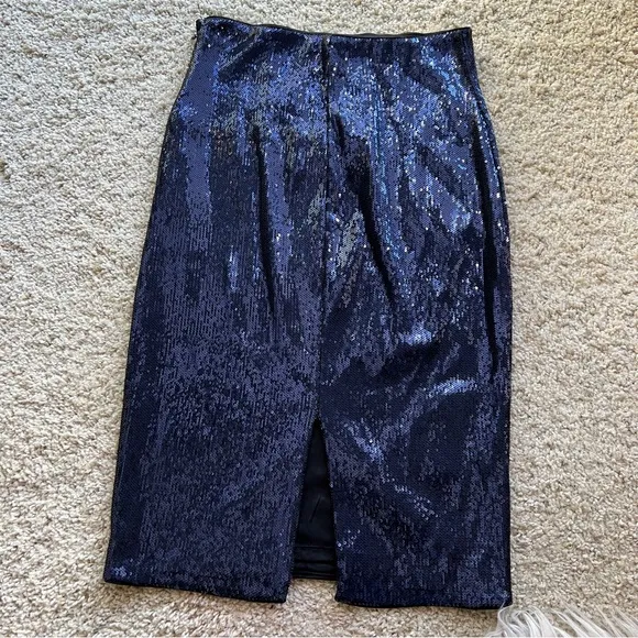 NWOT navy blue sequin pencil skirt