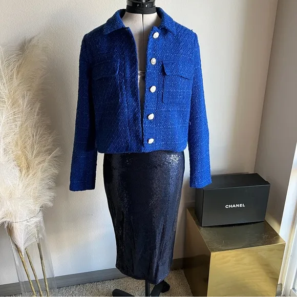 NWOT navy blue sequin pencil skirt