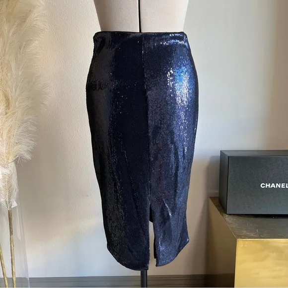 NWOT navy blue sequin pencil skirt