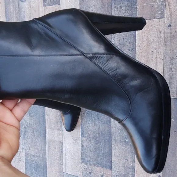 NWOT Steven Made in Italy Black high heel leather boots sz 10 women's
