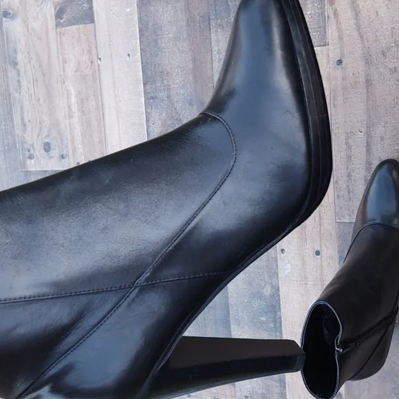 NWOT Steven Made in Italy Black high heel leather boots sz 10 women's