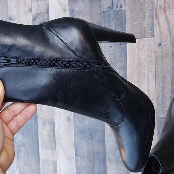 NWOT Steven Made in Italy Black high heel leather boots sz 10 women's