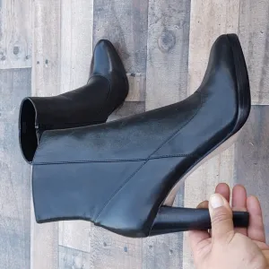 NWOT Steven Made in Italy Black high heel leather boots sz 10 women's