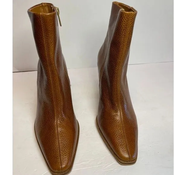NWOT Vince Camuto Brown Leather Block Heel Ankle Boots - Size 9M, Style VC-Allie