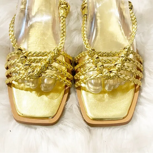 NWOT ZARA Woven Gold Slingback Sandals