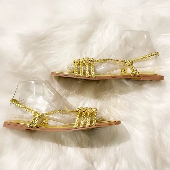 NWOT ZARA Woven Gold Slingback Sandals
