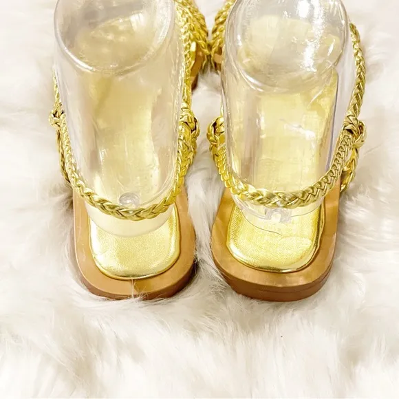 NWOT ZARA Woven Gold Slingback Sandals