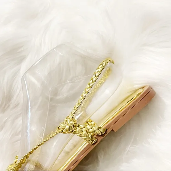 NWOT ZARA Woven Gold Slingback Sandals