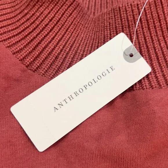 NWT Anthropologie DOLAN Fringed Sweater Bubble Quilted Sleeve Cocoa Women's XS