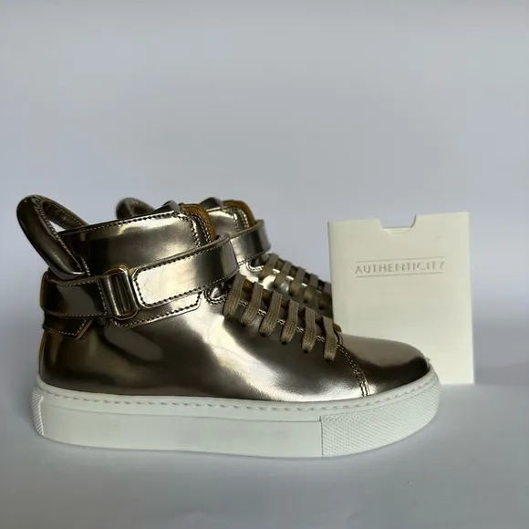 NWT Buscemi 100MM Toddler Gold Sneaker Shoes T29 US size 12 size 12.5