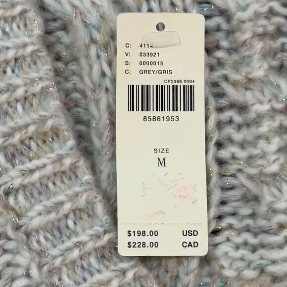 NWT! By Anthropologie V-Neck Drama 3D Cable Knit Tunic Sweater Women's Sz Medium