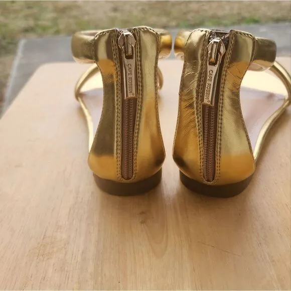 NWT CAPE ROBBIN GOLD BUBBLE ANKLE STRAP SANDAL SZ 6