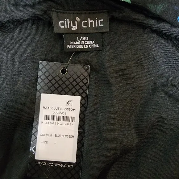 NWT City Chic Maxi Blue Blossom L = 20 = 2X