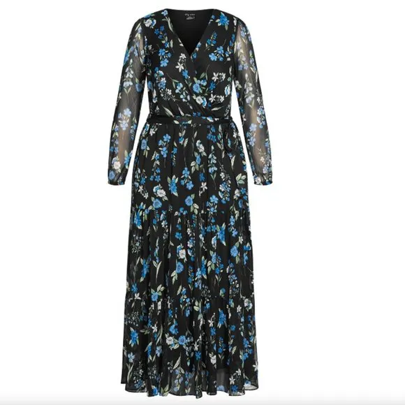 NWT City Chic Maxi Blue Blossom L = 20 = 2X