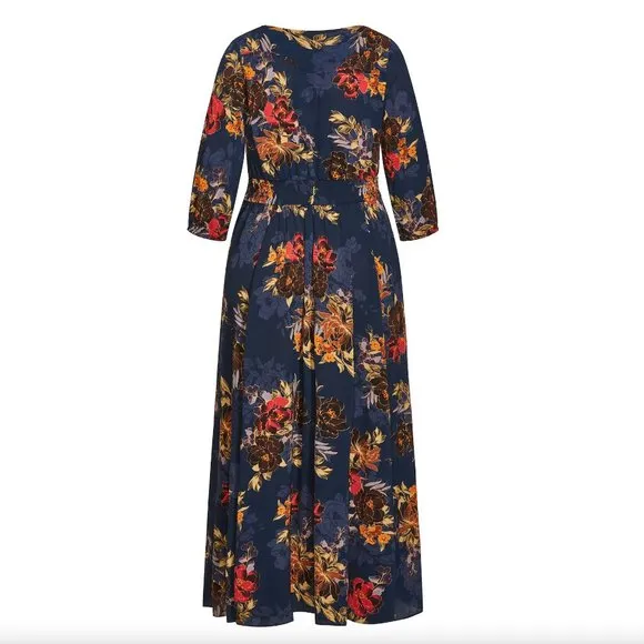 NWT City Chic Maxi Gianna Navy FL Twist XXL = 24 = 3X