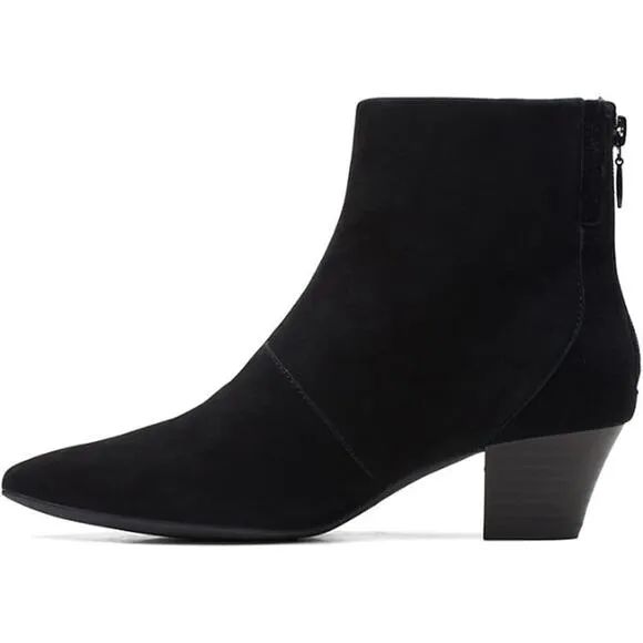 NWT Clarks Teresa Boot Womens Faux Black Suede Zipper Ankle Boots-Size6