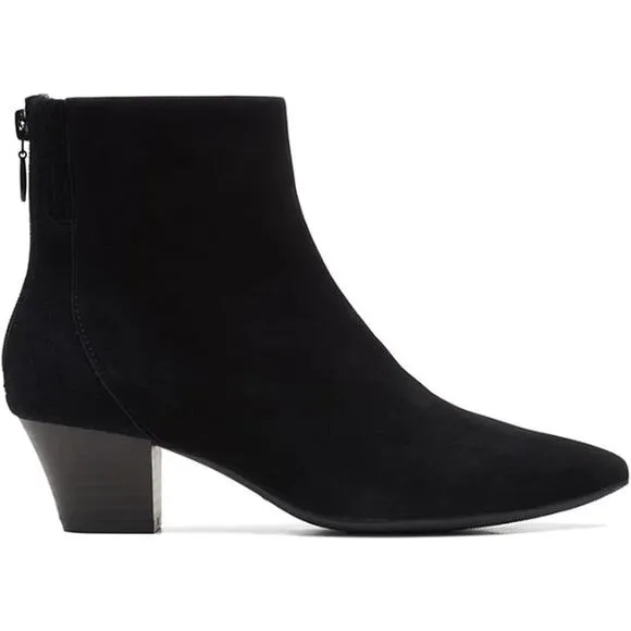 NWT Clarks Teresa Boot Womens Faux Black Suede Zipper Ankle Boots-Size6