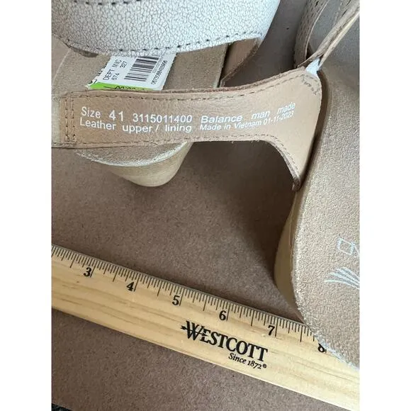 NWT Dansko Teagan Beige Leather Slingback Peep Block Heel Comfort Sandal 10.5