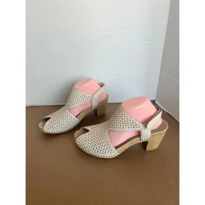 NWT Dansko Teagan Beige Leather Slingback Peep Block Heel Comfort Sandal 10.5