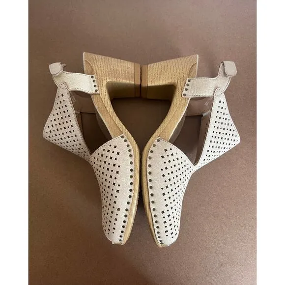 NWT Dansko Teagan Beige Leather Slingback Peep Block Heel Comfort Sandal 8.5-9