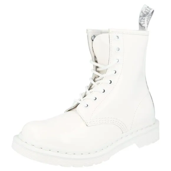 NWT Dr. Martens 1460 White Monochromatic Patent Leather Women's Boots Size 6