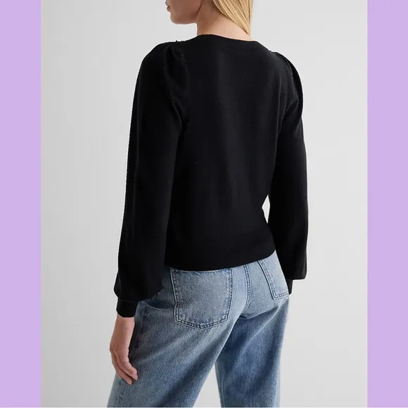 NWT Express Black Sequin Button Front Cardigan