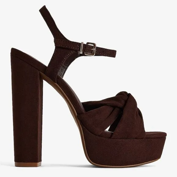 Nwt Express faux suede twist platform heeled sandal