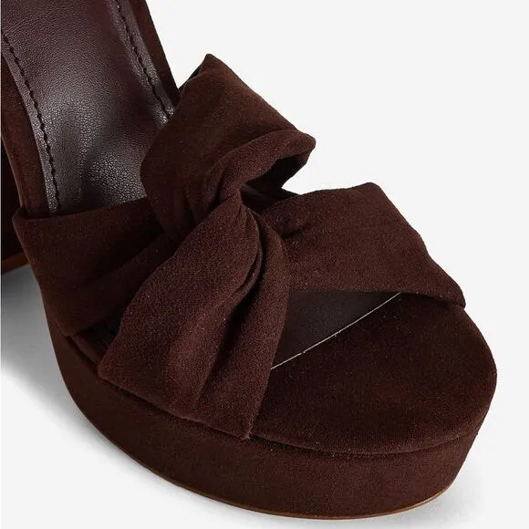Nwt Express faux suede twist platform heeled sandal