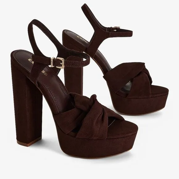 Nwt Express faux suede twist platform heeled sandal