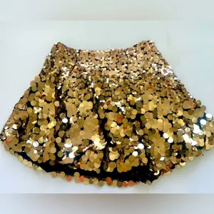 NWT! Free people Can't Get Enough Disc Sequin Mini Skirt in Gold and black