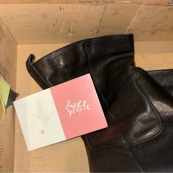 NWT Free People Faster Horses Western Leather Boots in Black